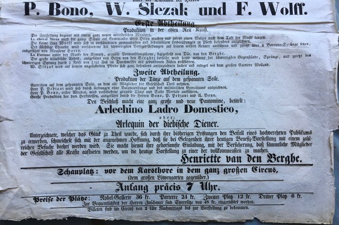 Bono / Slezak / Wolff - Cirque Olympique (München) - Zirkusplakat  [Circus advertising] - 1839