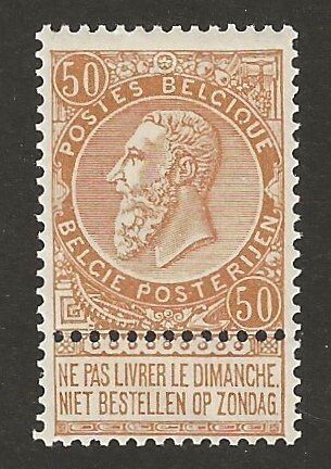 Belgien 1893 - Leopold II "Fine Beard" 50c Bister centreret - OBP/COB 62