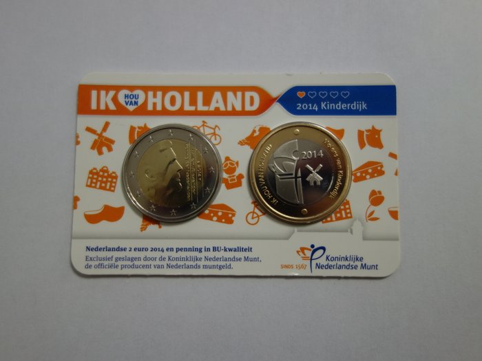 Holland. 2 Euro 2014/2018 (5 coincards)  (Ingen mindstepris)