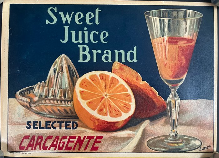 Anonymous - poster pubblicitario SWEET JUICE CARCAGENTE – anni ‘50 - LITOGRAFIA