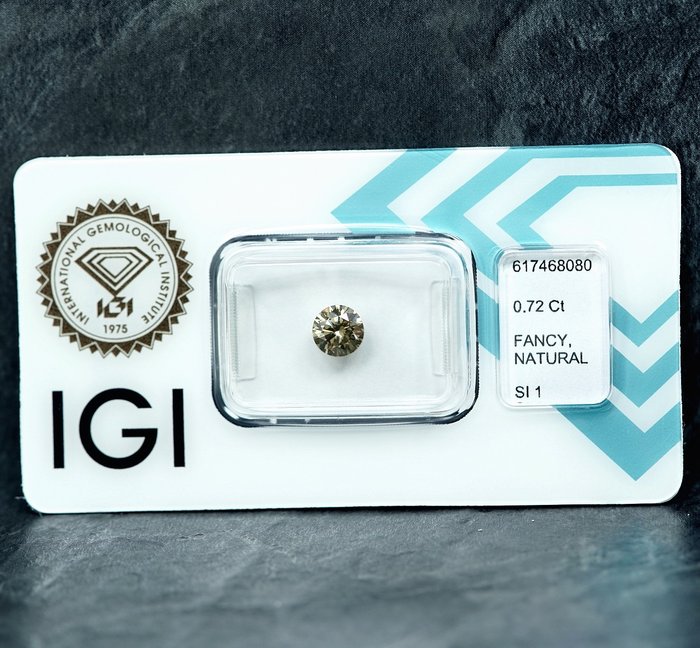 1 pcs Diamant  (Naturfarvet)  - 0.72 ct - Fancy Brunlig Gul - SI1 - International Gemological Institute (IGI)