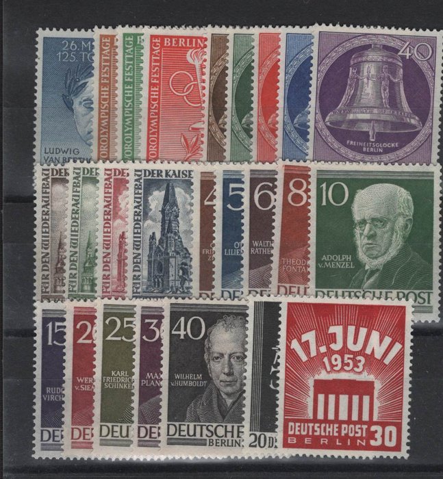 Berlin 1952/1953 - de to år afsluttes op til nr. 111 - Michel 87-111