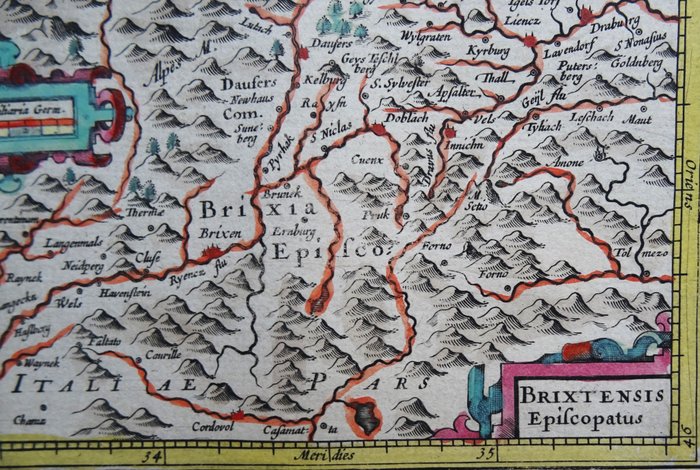 Italien - Bozen, Bressanone, Sydtyrol; B. Langenes / P. Bertius / J. Hondius - Brixtensis Episcopatus - 1601-1620