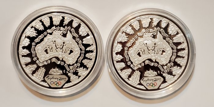 Australien. 5 Dollars 2000 Sydney Olympic Games, 2x1 Oz (.999)  (Ingen mindstepris)