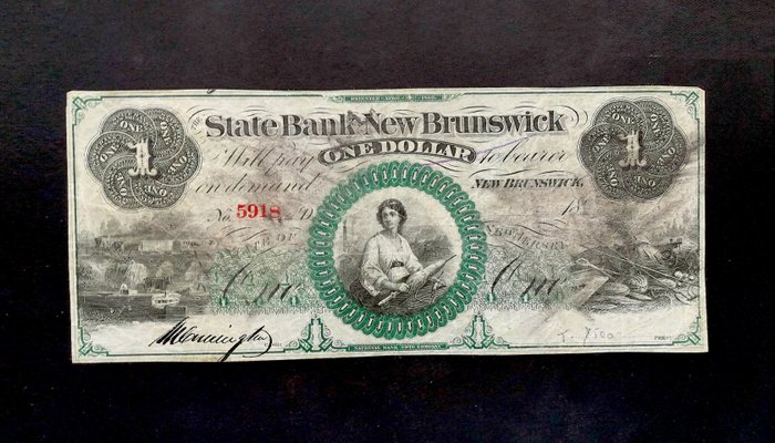 Amerikas Forenede Stater. - 1 Dollar 18xx - State Bank at New Brunswick - remainder  (Ingen mindstepris)