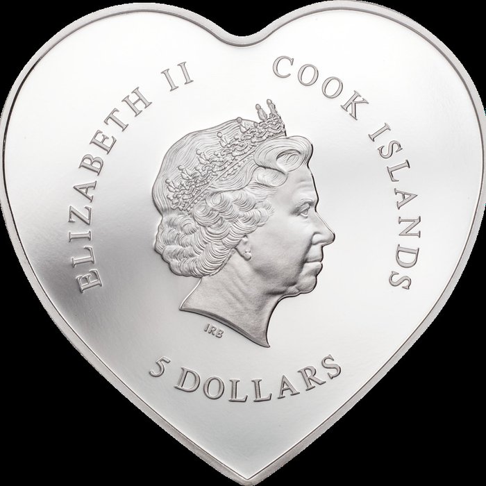 Cook-øerne. 5 Dollars 2021 Heart coin - Happy Valentine's Day, (.999)