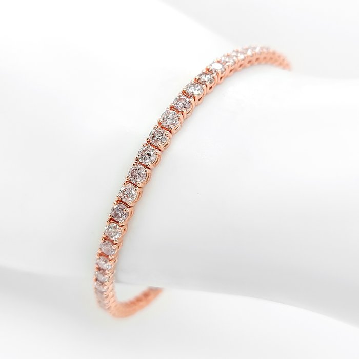 Armbånd - 14 karat Rosaguld -  4.96ct. tw. Lyserød Diamant (Naturfarvet)