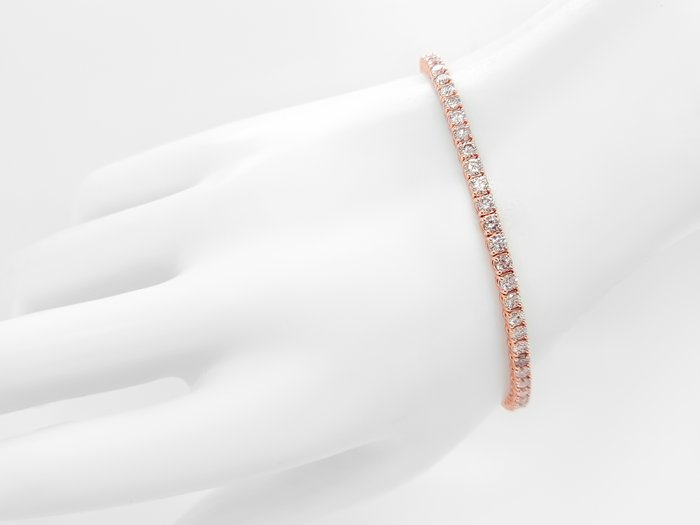 Armbånd - 14 karat Rosaguld -  4.96ct. tw. Lyserød Diamant (Naturfarvet)