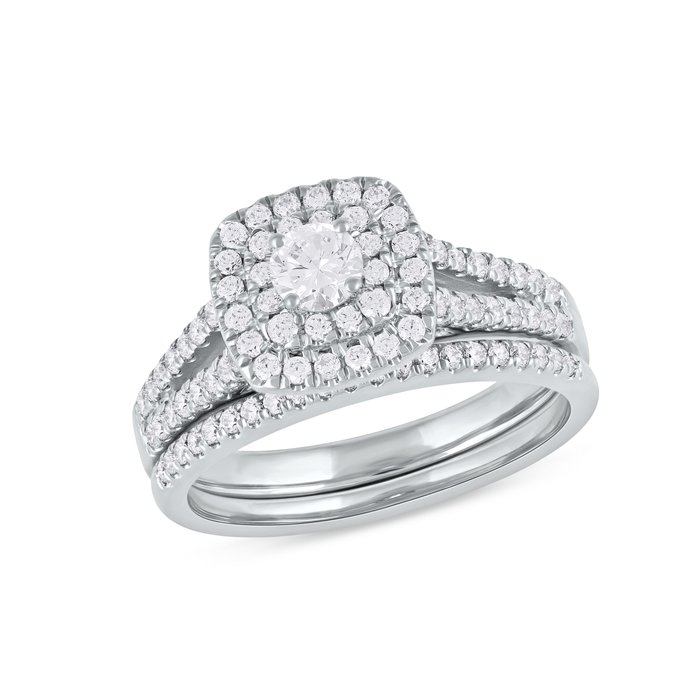 Ring - 14 karat Hvidguld -  0.62ct. tw. Diamant (Natur) - Diamant - Diamant glorie