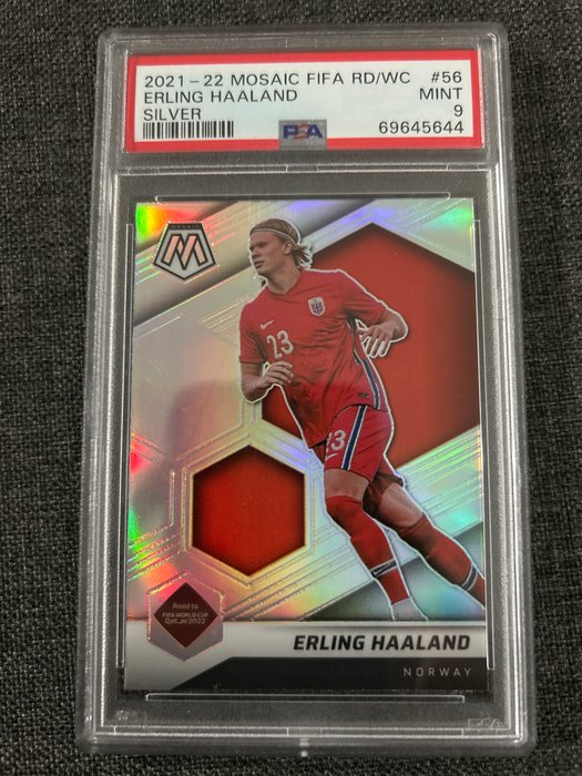 2021/22 Panini Mosaic Road to World Cup Erling Haaland #56 Silver PSA 9 Graded card