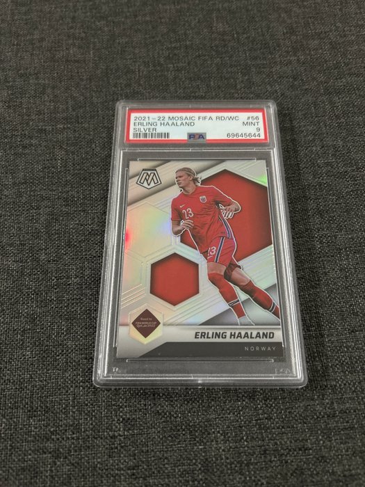 2021/22 Panini Mosaic Road to World Cup Erling Haaland #56 Silver PSA 9 Graded card