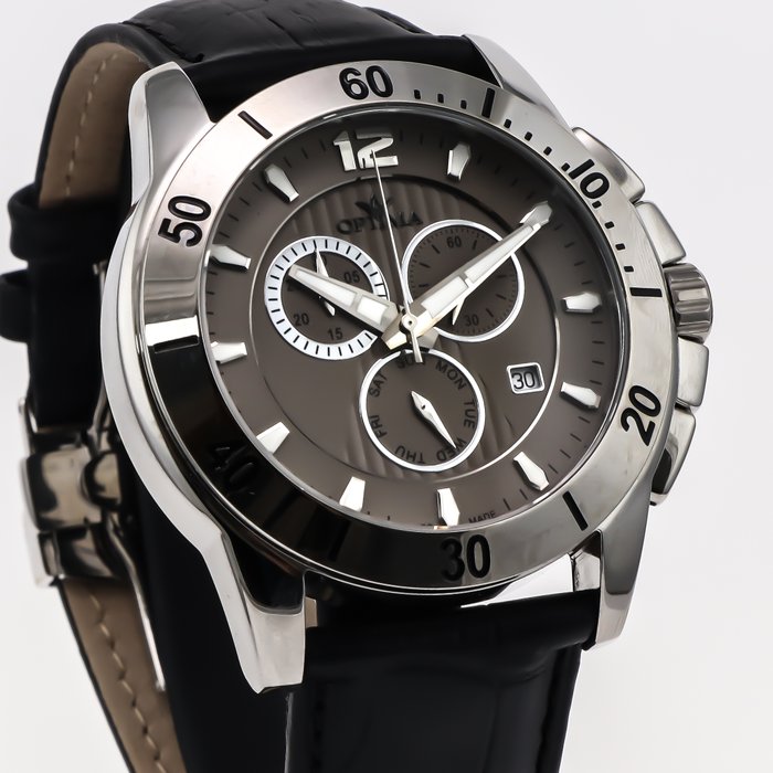 Optima - Swiss Chronograph - OSC339-SL-2 - Black Strap - Ingen mindstepris - Mænd - 2011-nu