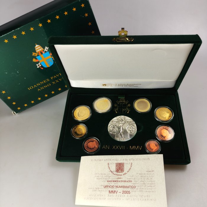 Vatikanstaten. Proof Set 2005 (incl. medalha de prata)  (Ingen mindstepris)