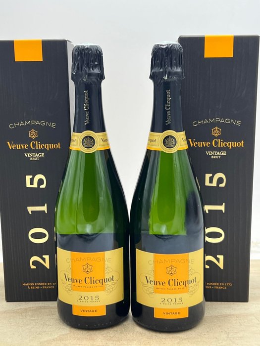 2015 Veuve Clicquot, Vintage - Champagne Brut - 2 Flasker (0,75 L)