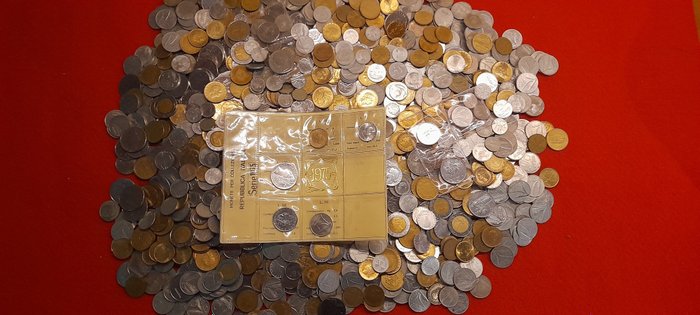 Italien. Lot consisting of 7 kg of mixed Italian Republic coins, with various types of conservation and  (Ingen mindstepris)