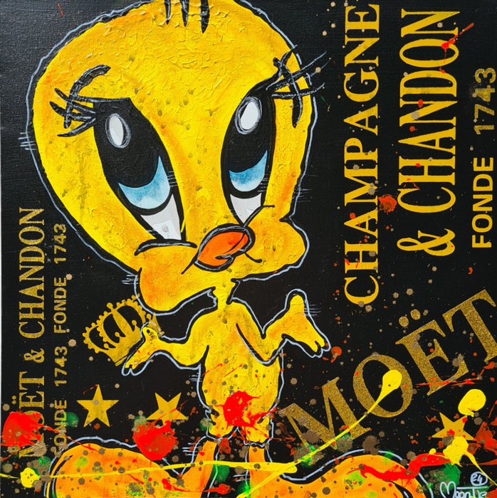 Moontje - Tweety Moët  Chandon gold glitter edition