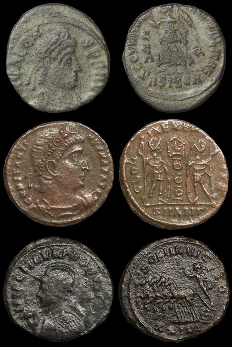 Romarriket. Lot of 3 Æ coins included Constantine I, Valens and Probus  (Ingen mindstepris)