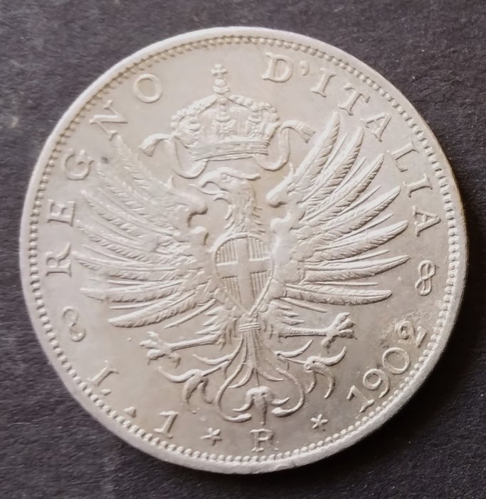 Italien, Kongerig Vittorio Emanuele III. 1 Lira 1902 "Aquila Sabauda"  (Ingen mindstepris)