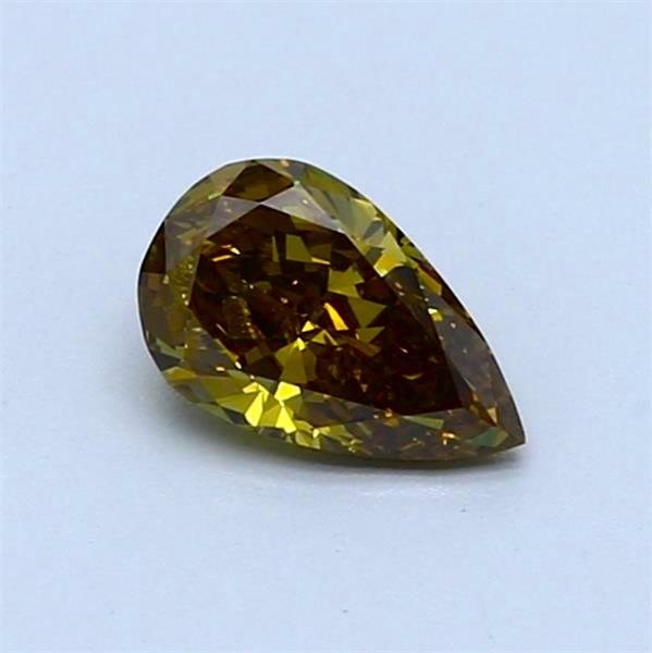 1 pcs Diamant  (Naturfarvet)  - 0.54 ct - Pære - Fancy vivid Gullig Grøn - SI1 - International Gemological Institute (IGI)