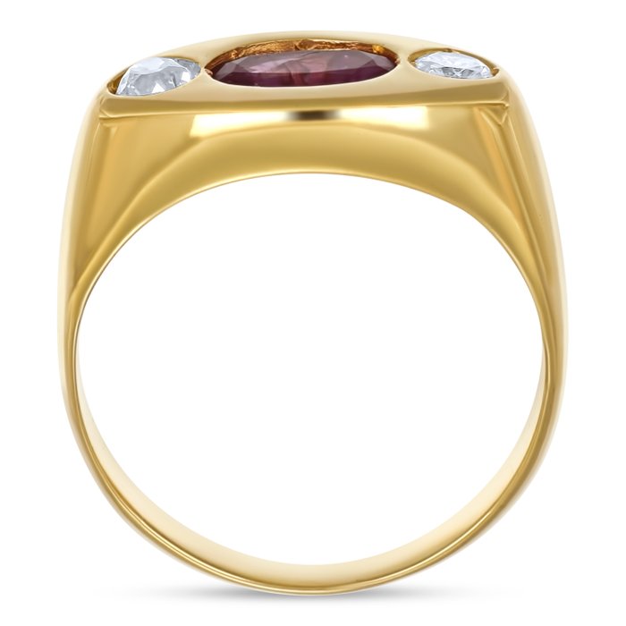 Ring - 18 kraat Gulguld -  0.97ct. tw. Rubin - Diamant