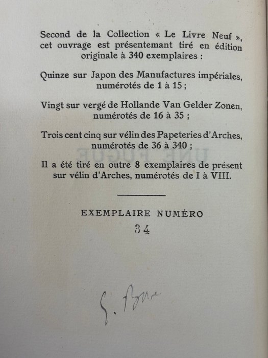 Signé; Emmanuel Bove / Alexandre Alexeieff - Une fugue. En frontispice, une lithographie originale d’Alexeieff [ EO 1/35 Hollande] - 1928