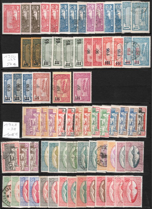 Guadeloupe 1905/1947 - GUADELOUPE smuk samling 1905-1947 komplet sæt med 8 frimærker med luftpost og skat