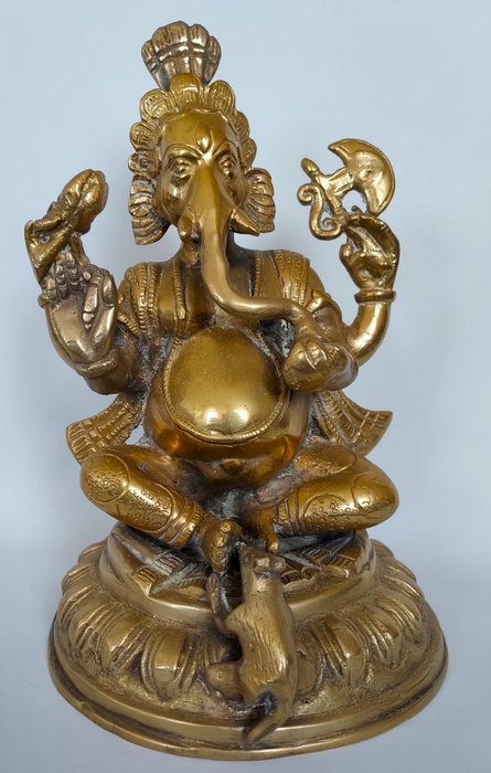 Statue, Lord Ganesha Elephant Buddha Statue - 25 cm - Bronze - 1990