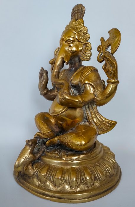 Statue, Lord Ganesha Elephant Buddha Statue - 25 cm - Bronze - 1990