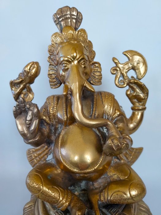 Statue, Lord Ganesha Elephant Buddha Statue - 25 cm - Bronze - 1990