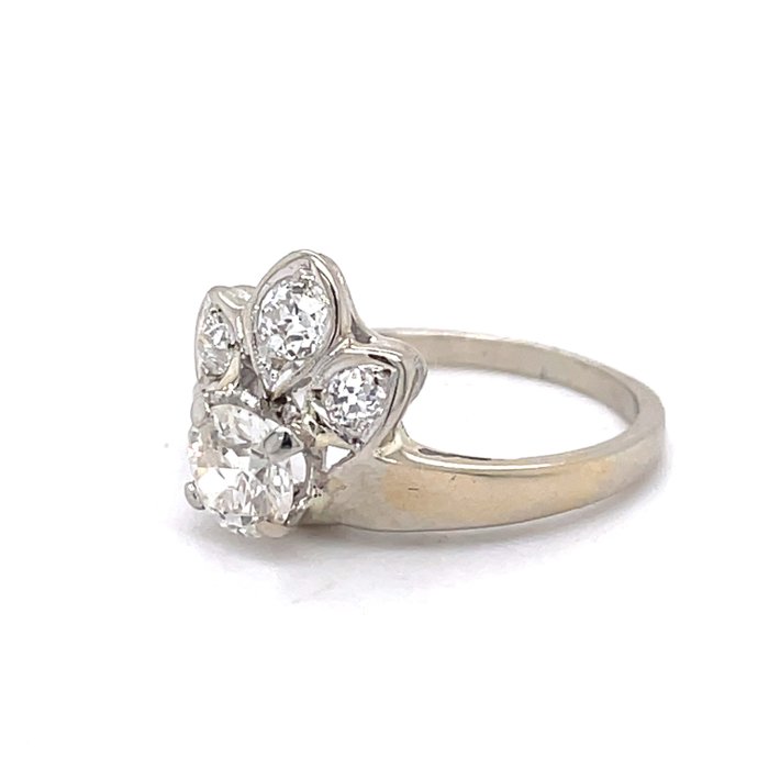 Ring - 14 karat Hvidguld Diamant (Natur)  - Diamant