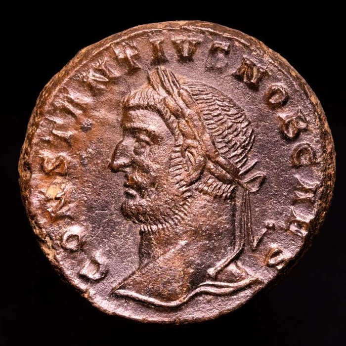 Romarriket. Constantius I as caesar (293 - 305 A.D.). large follis Trier mint. 298-299 A.D.  - GENIO POPVLI ROMANI, Genius, towered and nude to waist,  (Ingen mindstepris)