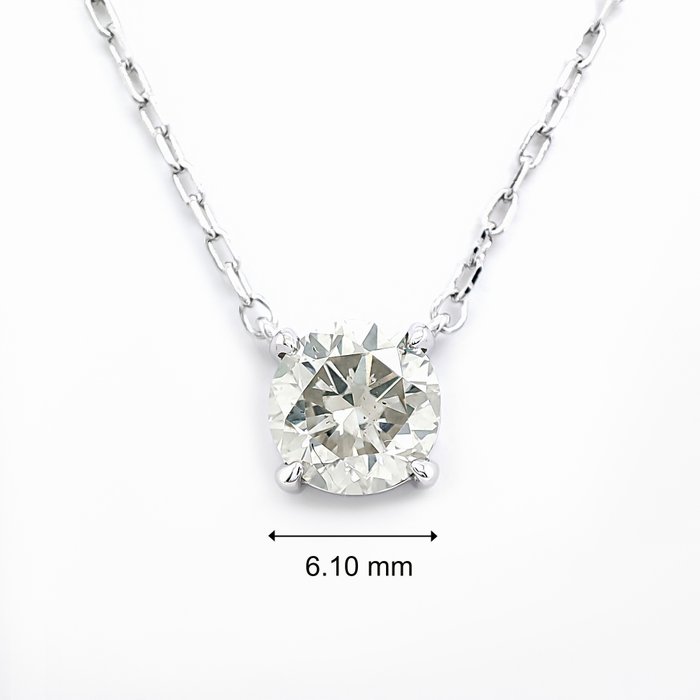 Vedhæng - 14 karat Hvidguld -  1.05ct. tw. Gul Diamant (Naturfarvet)