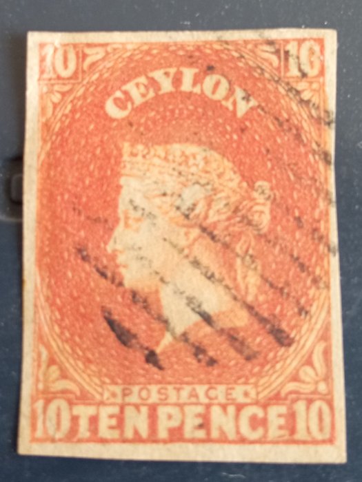 Ceylon  - Dronning Victoria.Ceylon 1857. Ten Pence