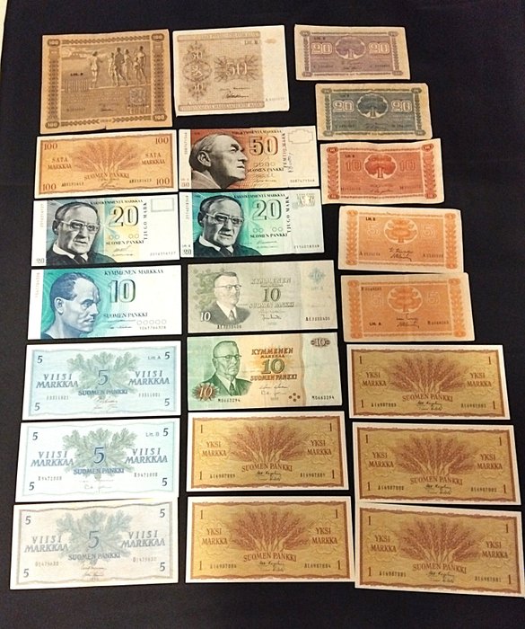 Finland - 22 banknotes - various dates  (Ingen mindstepris)