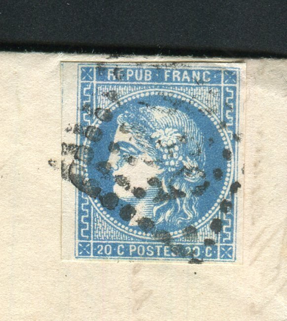 Frankrig 1871 - Superbe lettre de Bordeaux pour Carcassonne avec un n° 46B - Cachet GC 532