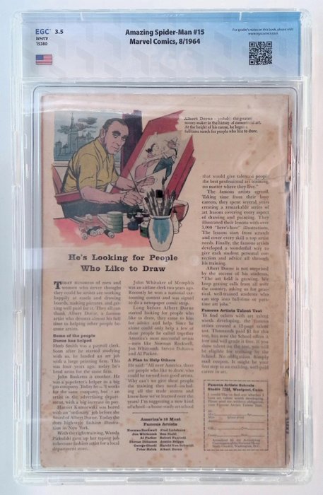 Amazing Spider-Man #15 - 1st appearance of Kraven the Hunter - EGC graded 3.5 - 1 Graded comic - 1964