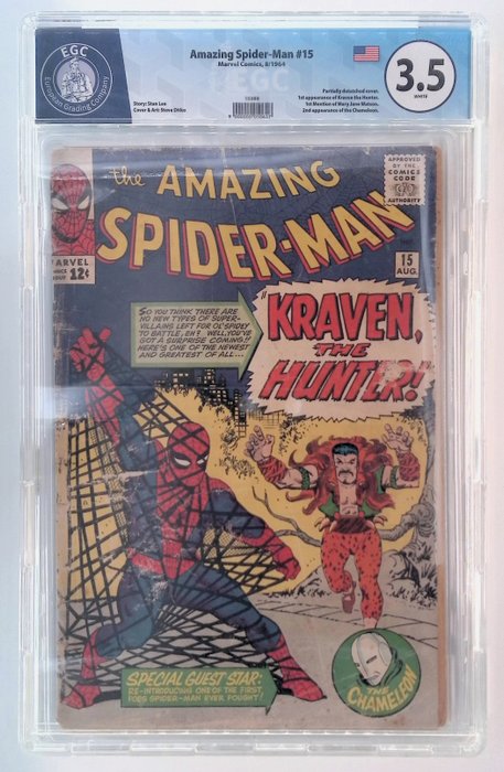 Amazing Spider-Man #15 - 1st appearance of Kraven the Hunter - EGC graded 3.5 - 1 Graded comic - 1964