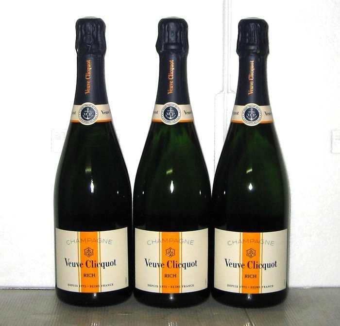 Veuve Clicquot, Rich - Champagne Brut - 3 Flasker (0,75 L)