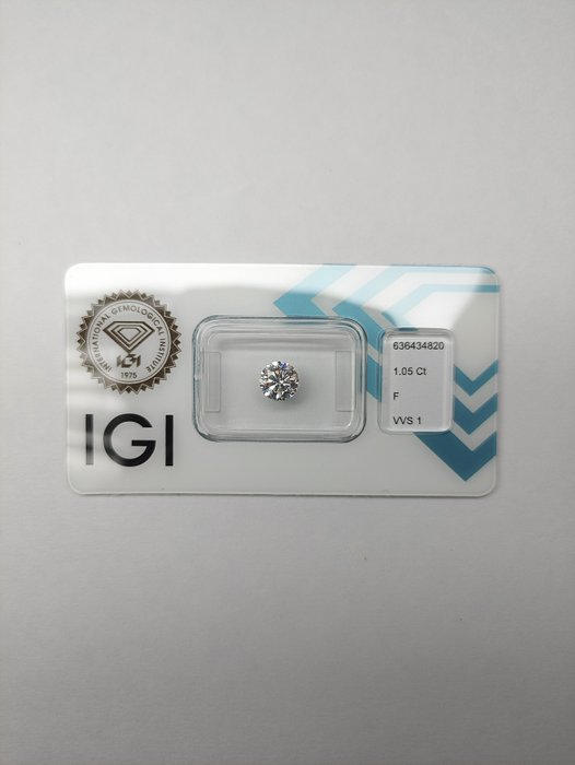 1 pcs Diamant  (Natur)  - 105 ct - Rund - F - VVS1 - International Gemological Institute (IGI)