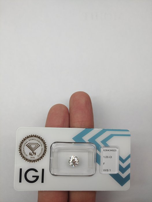 1 pcs Diamant  (Natur)  - 105 ct - Rund - F - VVS1 - International Gemological Institute (IGI)