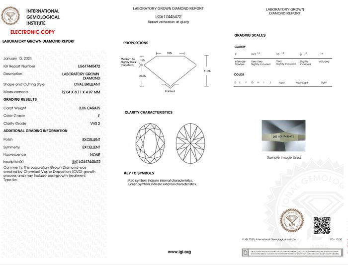 Ring - 18 kraat Hvidguld -  3.06ct. tw. Diamant (Laboratoriedyrket)