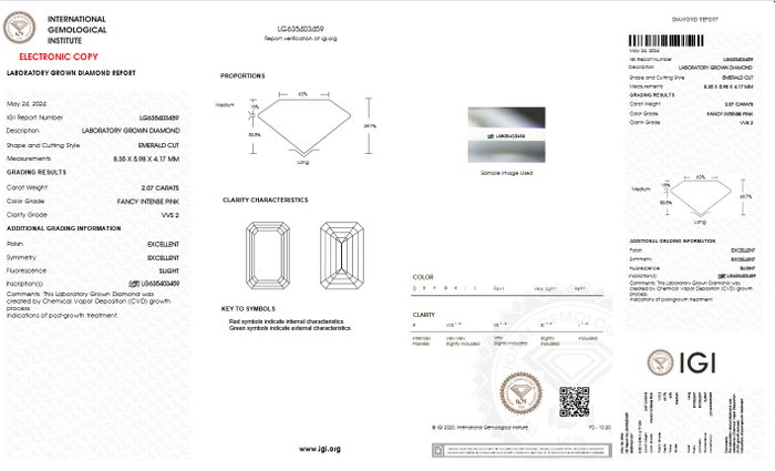 Forlovelsesring - 14 karat Hvidguld -  2.07ct. tw. Lyserød Diamant (Laboratoriedyrket diamant i fancy farver) - FANCY INTENSE PINK IGI