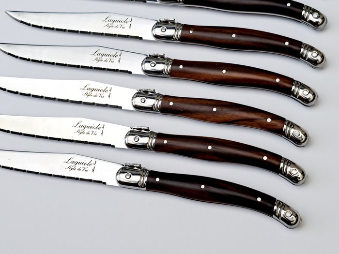 Laguiole - 12x Steak knives - Dark Brown - incl. Certificate of Authentication - Bordknive sæt (12) - Rustfrit stål