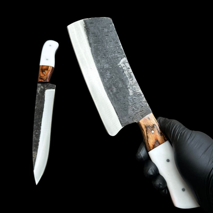 Køkkenkniv - Chef's knife - Stål, 2,Of Kind Profasnoal europæiske køkkenknive , Håndlavet, Fancy Addition , Dual polish 440c Stål, - Europa