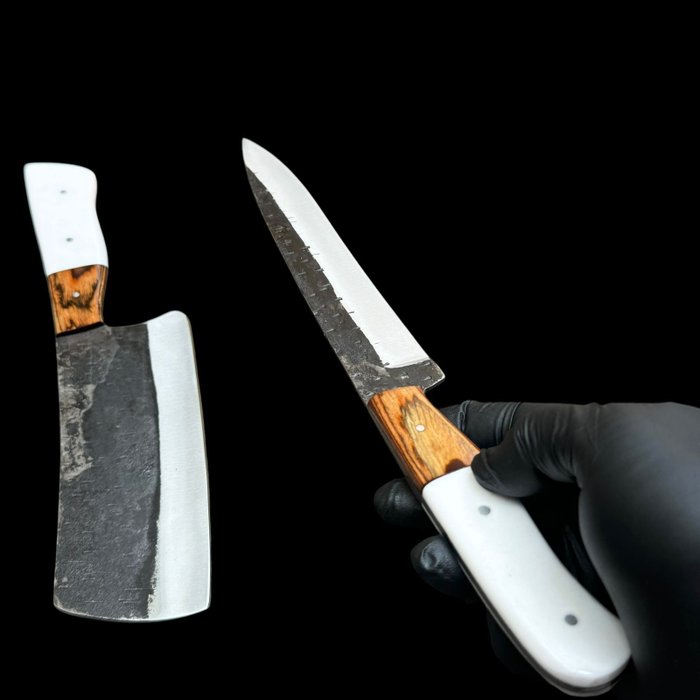 Køkkenkniv - Chef's knife - Stål, 2,Of Kind Profasnoal europæiske køkkenknive , Håndlavet, Fancy Addition , Dual polish 440c Stål, - Europa