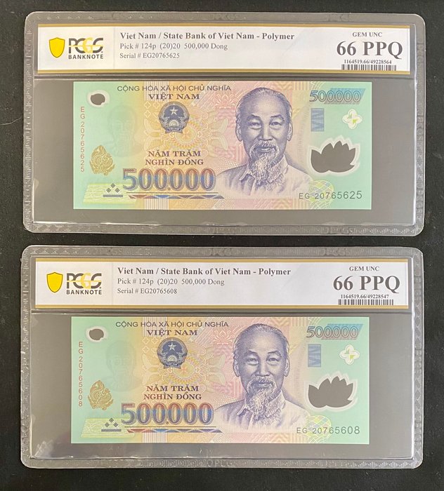 Vietnam. - 5 x 500,000 Dong 2020 - Pick 124p  (Ingen mindstepris)