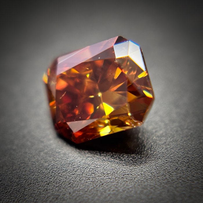 1 pcs Diamant  (Naturfarvet)  - 0.43 ct - Radiant - Fancy deep Brunlig, Gullig Orange - SI2 - Antwerp Laboratory for Gemstone Testing (ALGT)