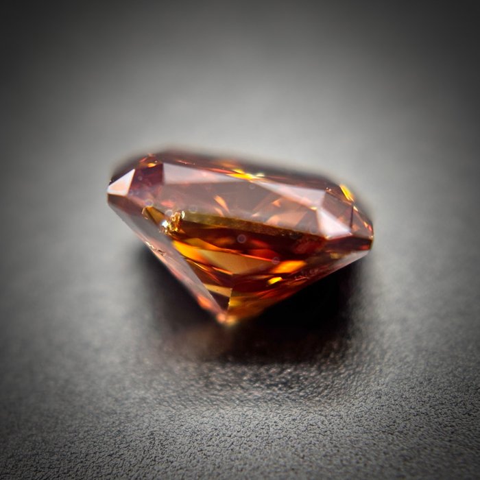 1 pcs Diamant  (Naturfarvet)  - 0.43 ct - Radiant - Fancy deep Brunlig, Gullig Orange - SI2 - Antwerp Laboratory for Gemstone Testing (ALGT)