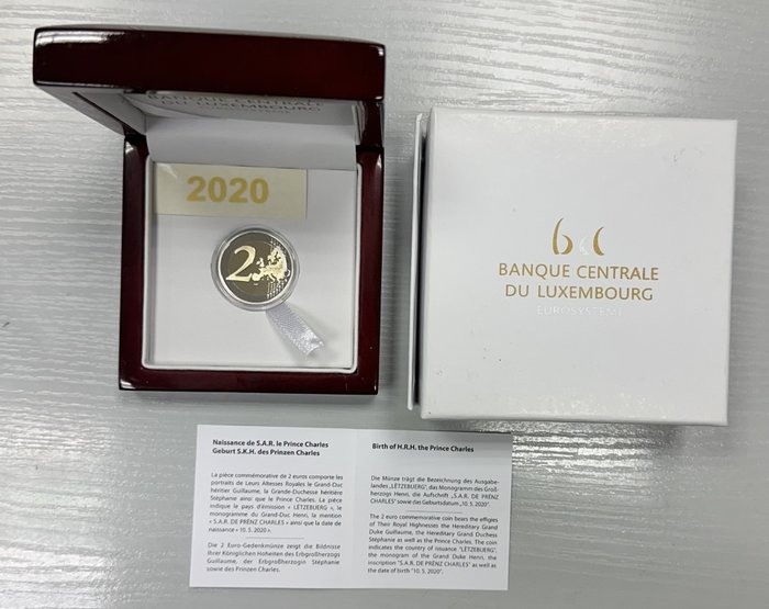 Luxembourg 2 Euro 2020"Naissance du Prince Charles - Photo" Proof  (Ingen mindstepris)