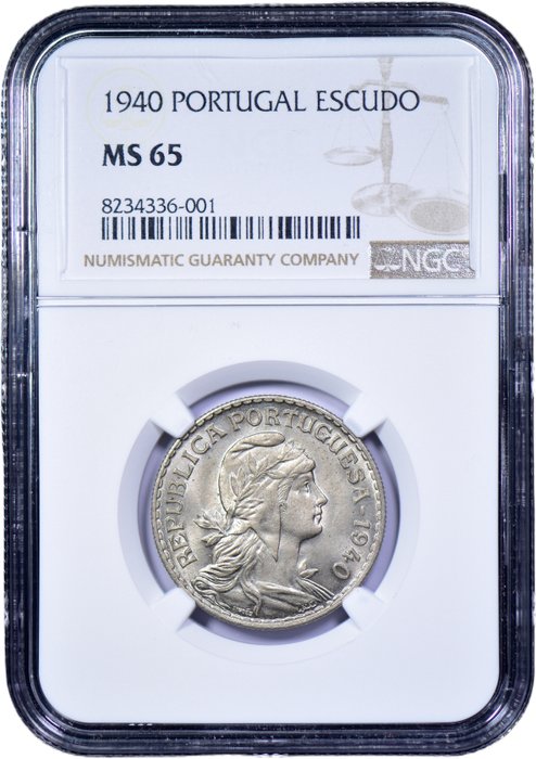 Portugal. Republic. 1 Escudo 1940 - NGC - MS 65 - Escassa